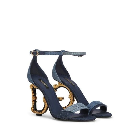 Dolce & Gabbana 105mm DG Heel Patchwork Denim Sandals – Size 39 EU - Picture 2 of 12